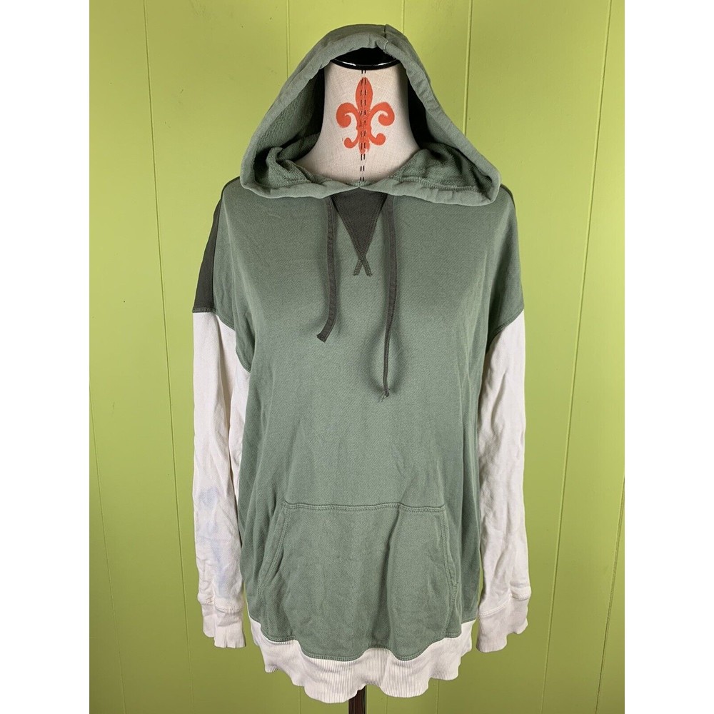 True Craft Womens Sweatshirt Hoodie Green White Size L Large Hooded Pullover